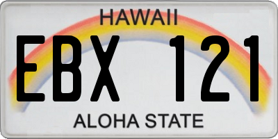 HI license plate EBX121