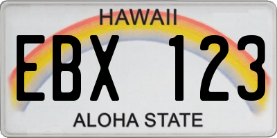 HI license plate EBX123