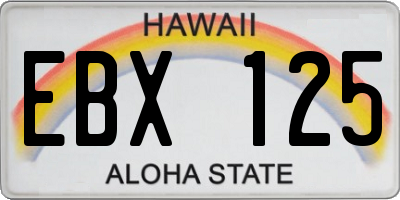 HI license plate EBX125