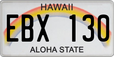 HI license plate EBX130