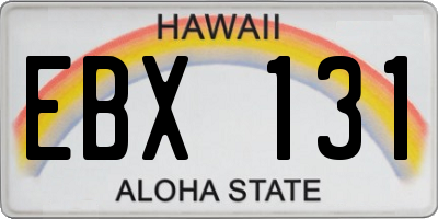 HI license plate EBX131