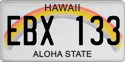 HI license plate EBX133