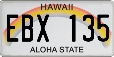 HI license plate EBX135