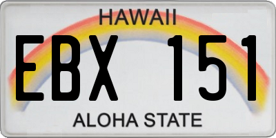 HI license plate EBX151