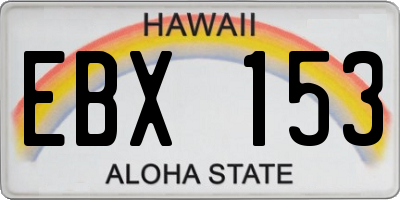 HI license plate EBX153