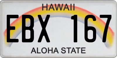 HI license plate EBX167
