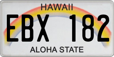 HI license plate EBX182