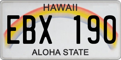HI license plate EBX190