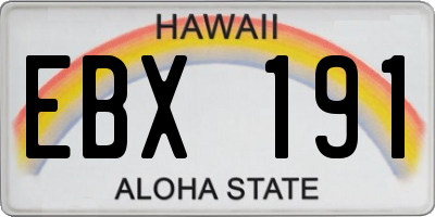 HI license plate EBX191