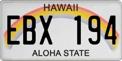 HI license plate EBX194