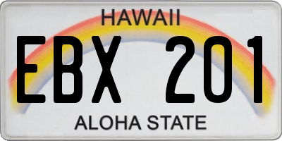 HI license plate EBX201