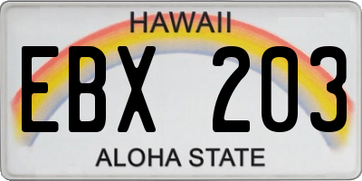 HI license plate EBX203