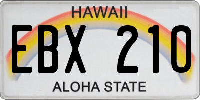 HI license plate EBX210