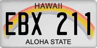 HI license plate EBX211