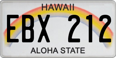 HI license plate EBX212