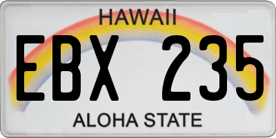 HI license plate EBX235