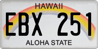 HI license plate EBX251