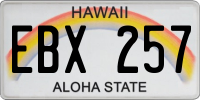 HI license plate EBX257