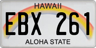 HI license plate EBX261