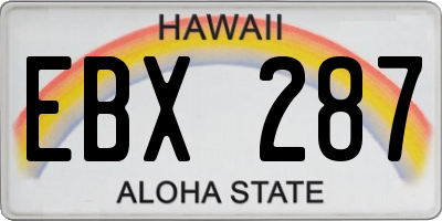 HI license plate EBX287