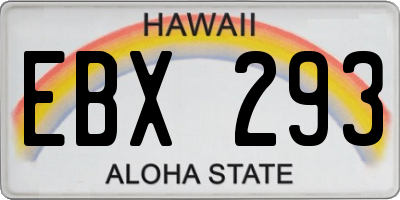 HI license plate EBX293