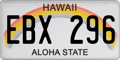 HI license plate EBX296