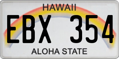 HI license plate EBX354