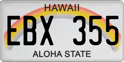 HI license plate EBX355