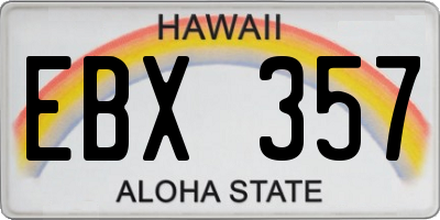 HI license plate EBX357