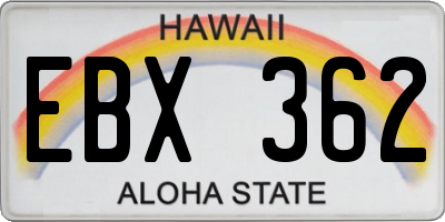 HI license plate EBX362