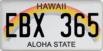HI license plate EBX365