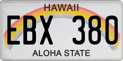 HI license plate EBX380