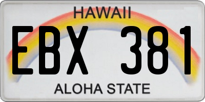 HI license plate EBX381