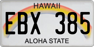 HI license plate EBX385