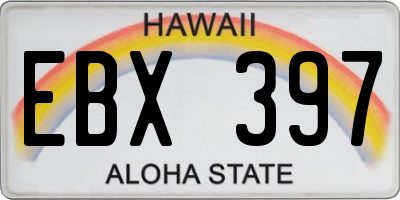 HI license plate EBX397