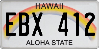 HI license plate EBX412