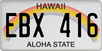 HI license plate EBX416
