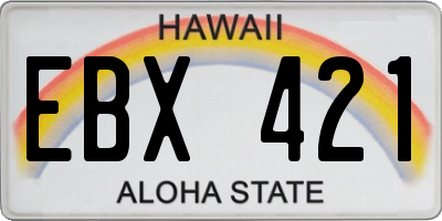 HI license plate EBX421
