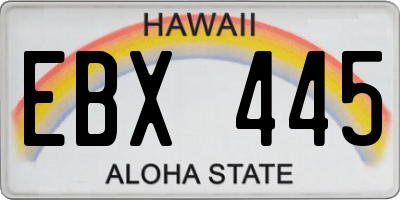 HI license plate EBX445