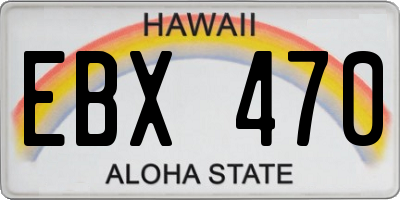 HI license plate EBX470