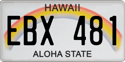 HI license plate EBX481