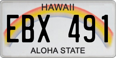 HI license plate EBX491