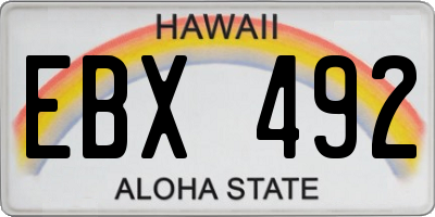 HI license plate EBX492