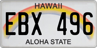 HI license plate EBX496