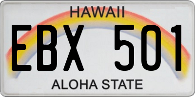HI license plate EBX501