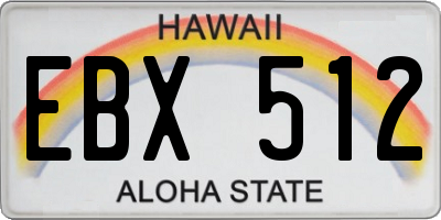 HI license plate EBX512
