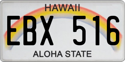 HI license plate EBX516