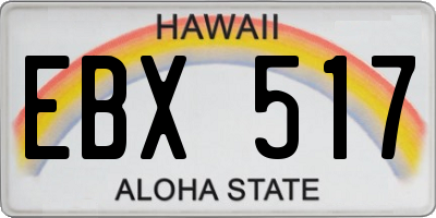 HI license plate EBX517