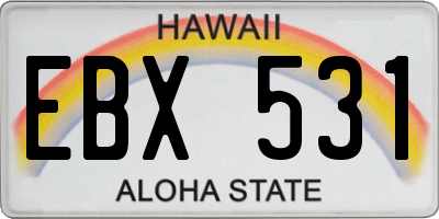 HI license plate EBX531