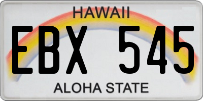 HI license plate EBX545